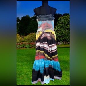 Ashley Stewart abstract bandeau-style maxi 30/32 Summer love Flattering B228